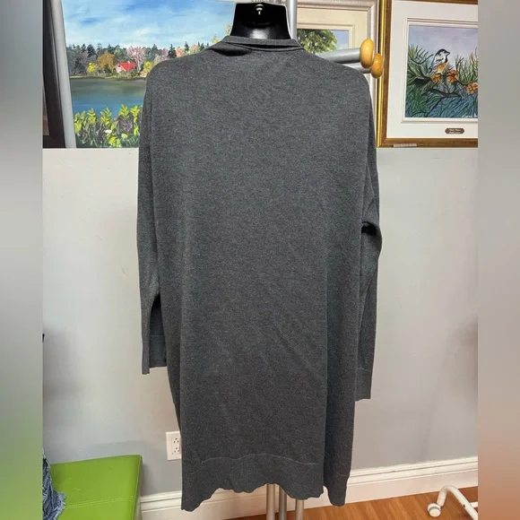 Reitmans Charcoal Open-Front Longline Cardigan. EUC . Very long, cozy and soft - Picture 2 of 5